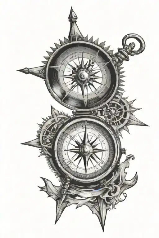 Mariners Compass With Globe Inside