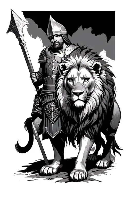 Knights Templar Warrior With A Lion