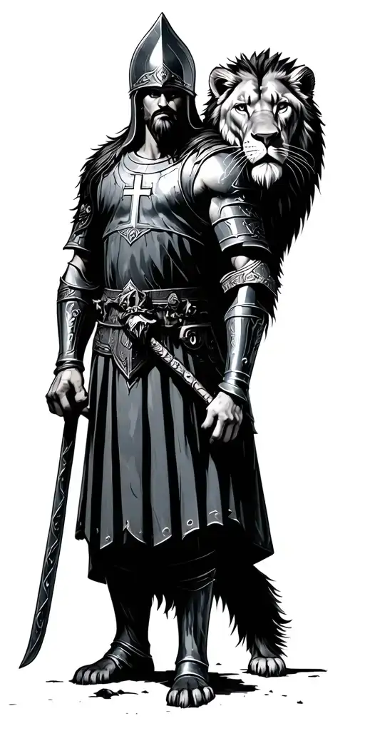 Knights Templar Warrior With A Lion