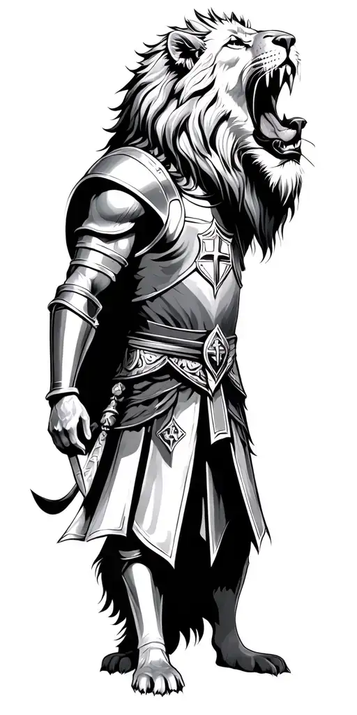 Knights Templar Warrior With A Lion Roaring