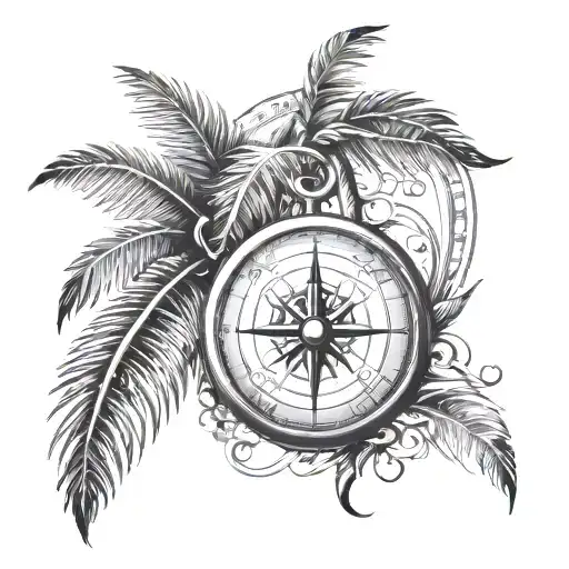 Palm Tree With Compass And Islands