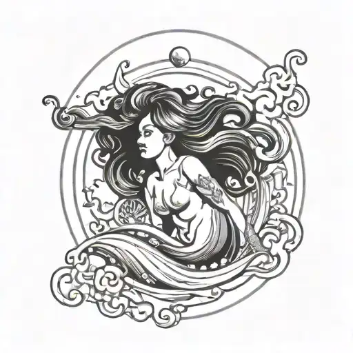 Aquarius Minimal Tattoo Design