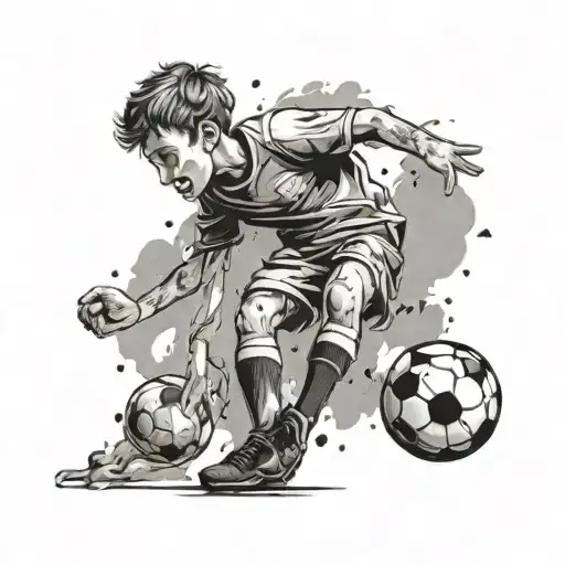 Young Soccer Player Looks Up To His Idol Who Help Him Stand Up