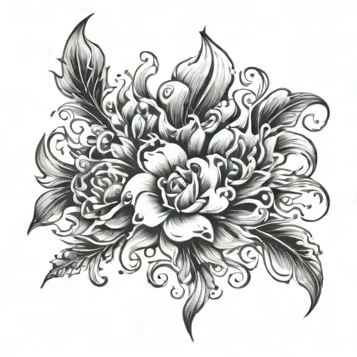 Flames And Floral Design