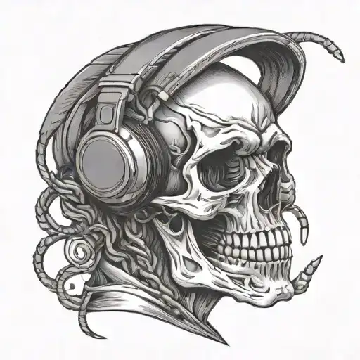 Skull Wearing Headphones
