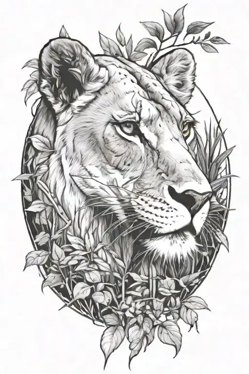 Lioness Jungle Forest With Trees