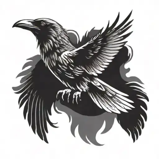 Raven Spread Wings Flying