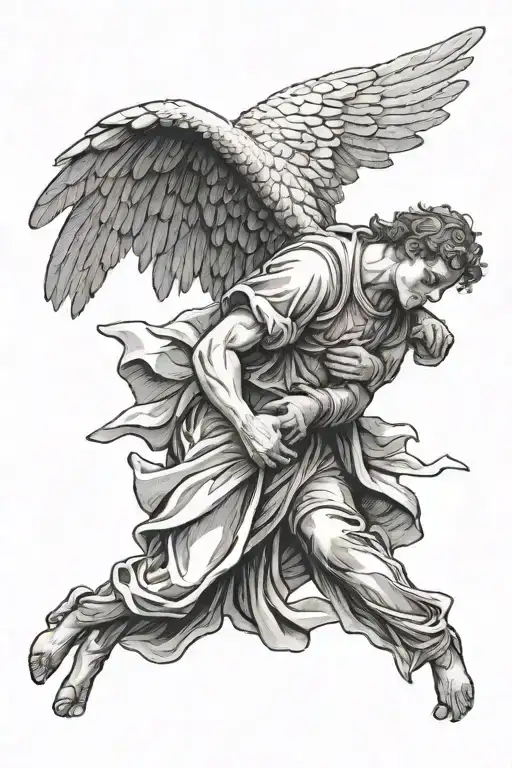 Angel Saving A Falling Man Holding