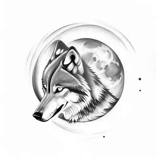 Wolf And 3 Moons