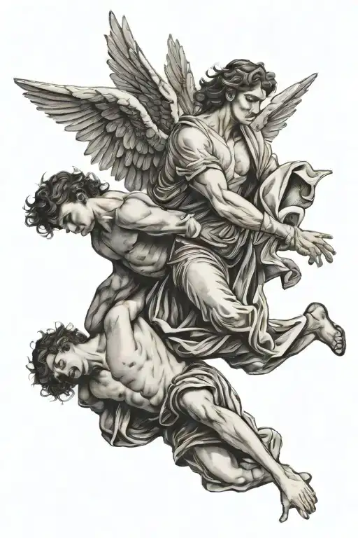 Angel Saving A Falling Man Holding