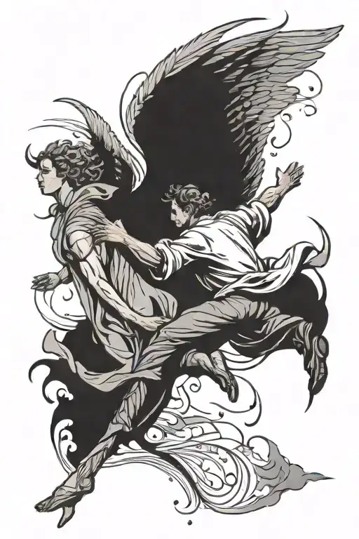 Angel Chasing A Falling Man