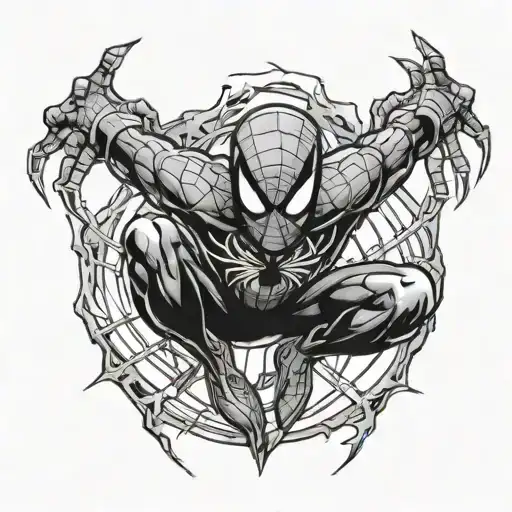 Spider-man Logo Surrounded By Lightning Black