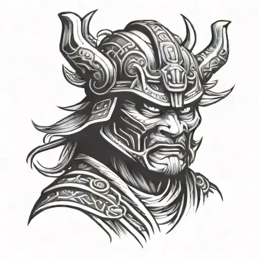 Samurai Mask Tattoo Design