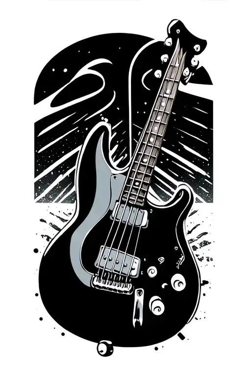 Bass Clef With Bass Guitar Peghead