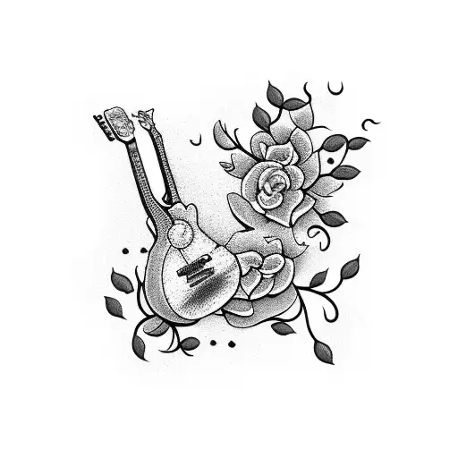 Guitar Turning Into Vines And Flowers