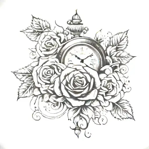 Clock Roses Vintage