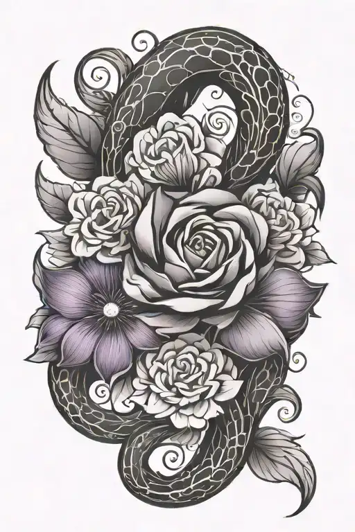 Cancer Symbol And Violet Flower Intertwined