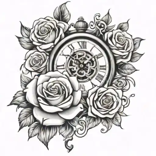 Clock Roses Vintage