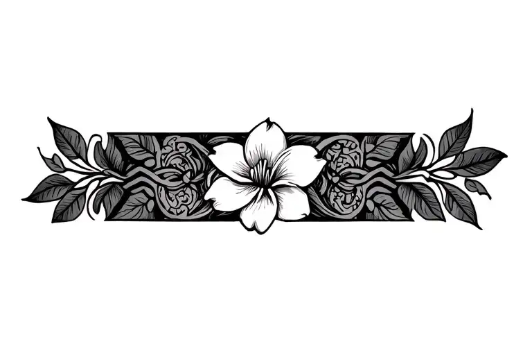 I Need A Strip Style Tattoo With Tribal And In The Center A Jasmine Flower