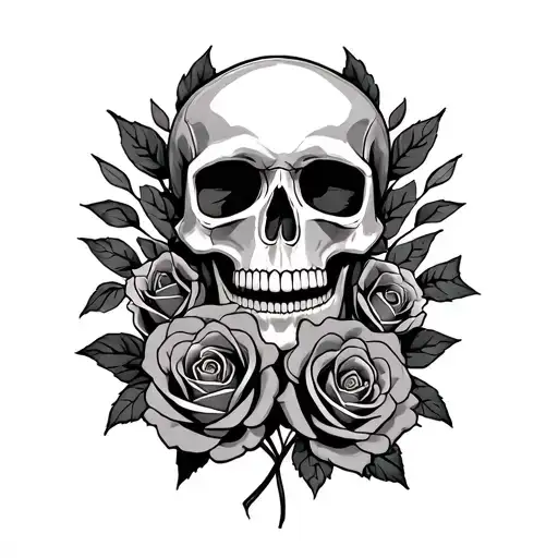 Roses With Skull In Middle
