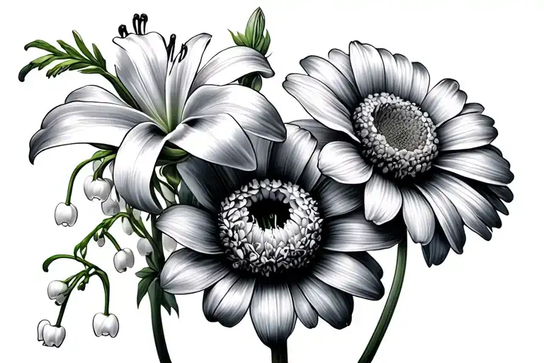 1 Lily Of The Valley And 1 Calendula Flowers