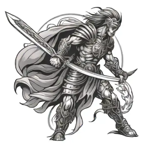 Warrior Raising Sword Victorious