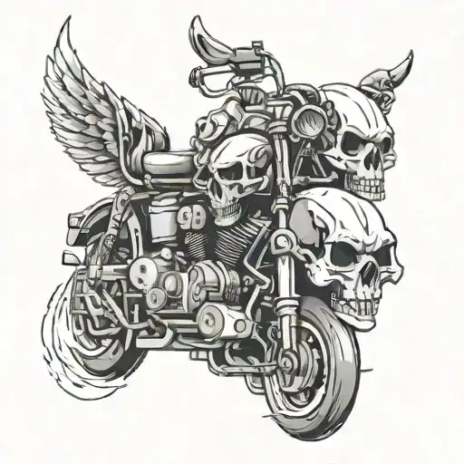 Skull Wolf Bikes Cars Engines