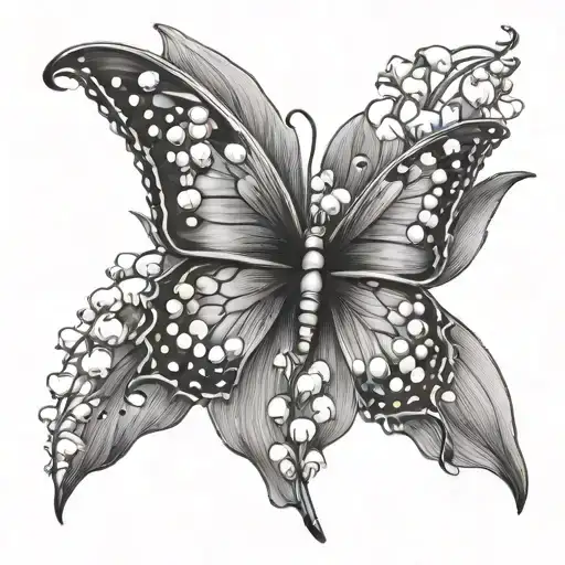 Lily Of The Valley Flower With Butterfly Flying