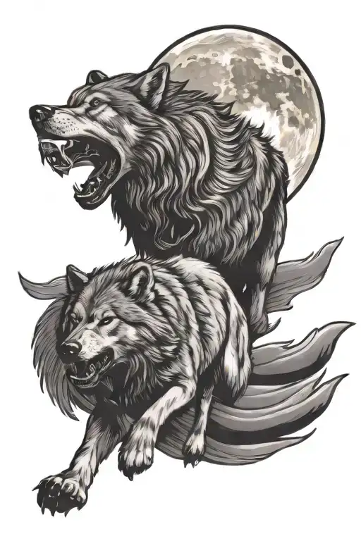 Running Wolf Howling At The Moon