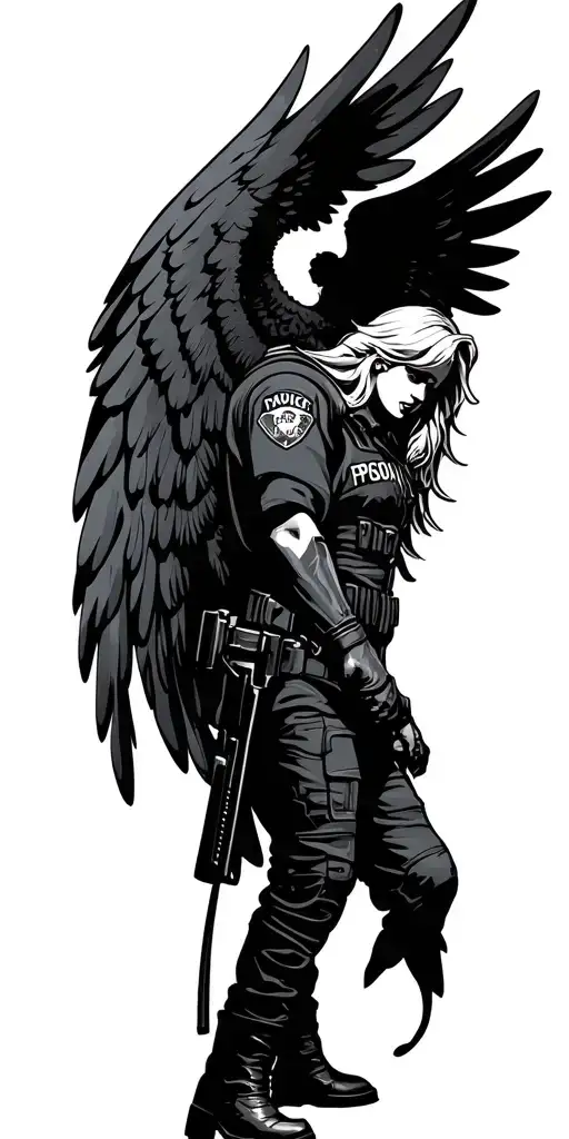 Law Enforcement Protector With Angel Wings