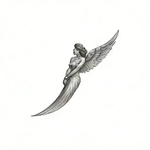 Money And Woman With Big Wings