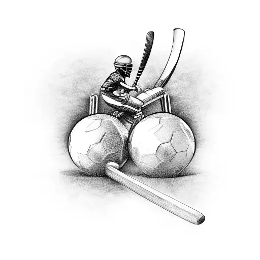 A Cricket Bat And Ball Intertwined With Motorcycle Chains
