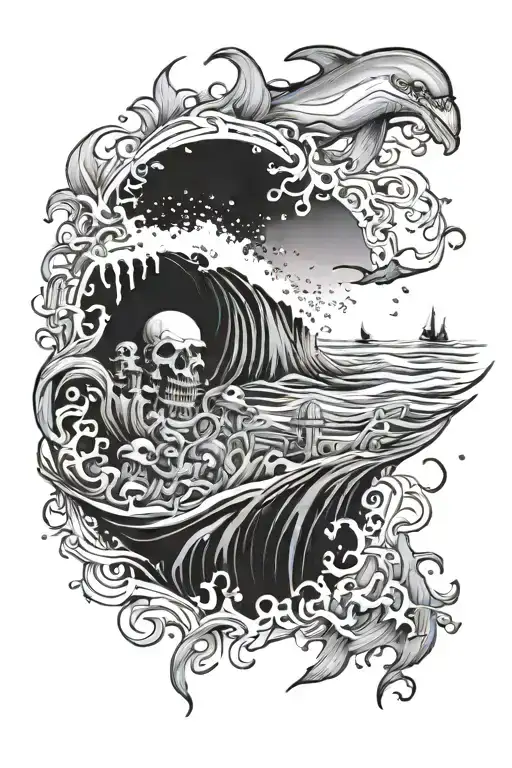 Under Ocean Scene With Shore In The Background