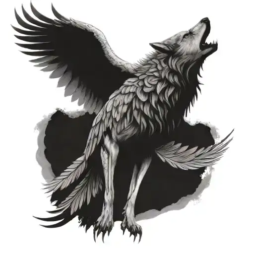 Wings On Forearm And Alpha Wolf