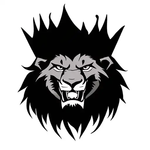 Scarred Lion King With A Crown Broken Tooth