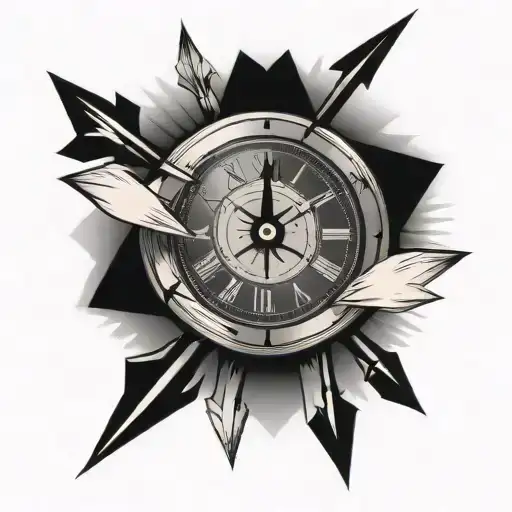 Clock Face With 3 Arrows Piercing Through