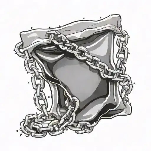 A Transparent Ziplock Bag Of Powder Wrapped In A Broken Chain