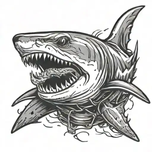Menacing Shark With Braces On Sharp Teeth