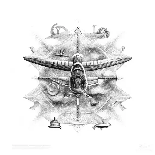 A Fusion Of Aviation And Nautical Themes In A Unique Abstract Design