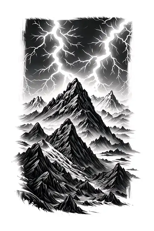 Mountains And Lightning Storm