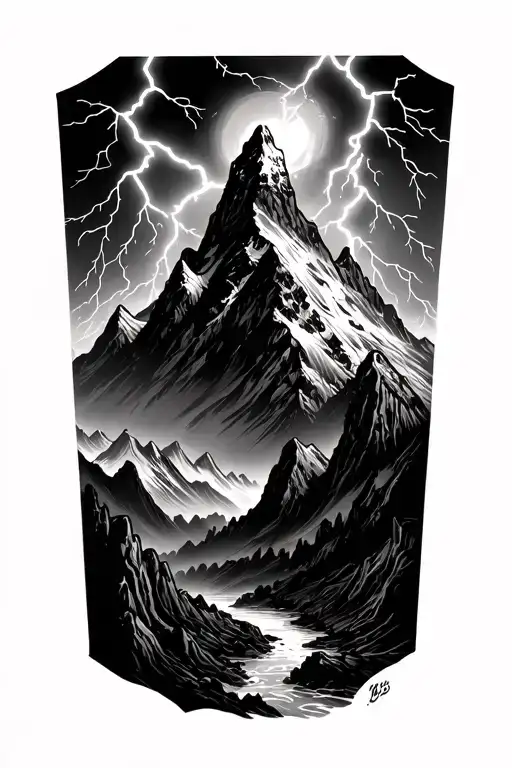 Mountains And Lightning Storm