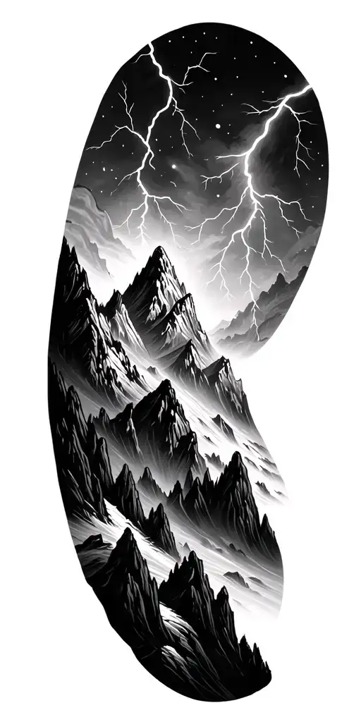 Mountains And Lightning Storm