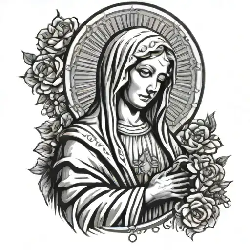Virgin Mary In Dark Graphics