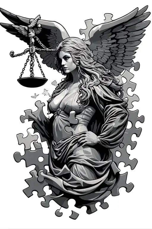 Justice And Puzzle Pieces Forming