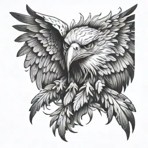 Eagle Realistic Face And Wings Spread