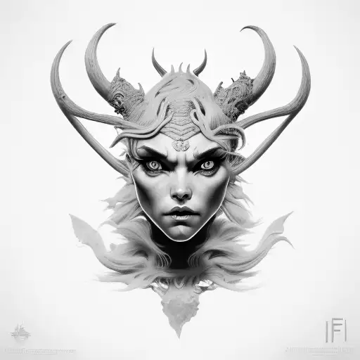 Filligree Female Demon Head