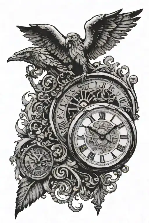 Roman Empire And A Clock Surrounded