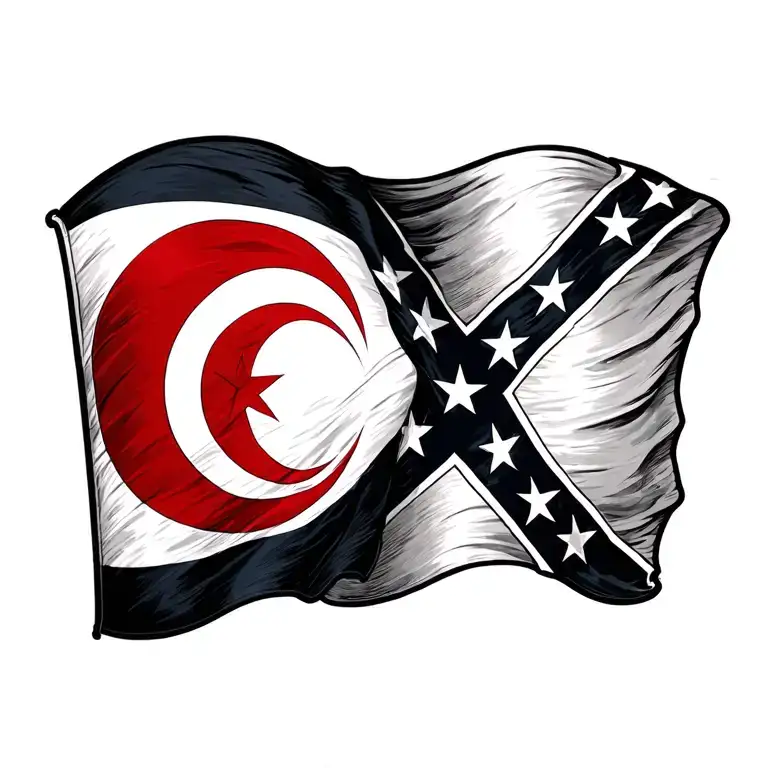 Confederate And Turkish Flag