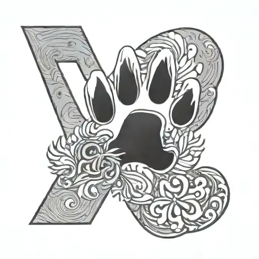 Minimal Aesthetic Symbol Of Golden Retriever Dog Paw Print With A Letter A