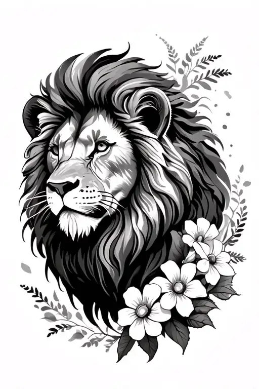 Lion With Flowers